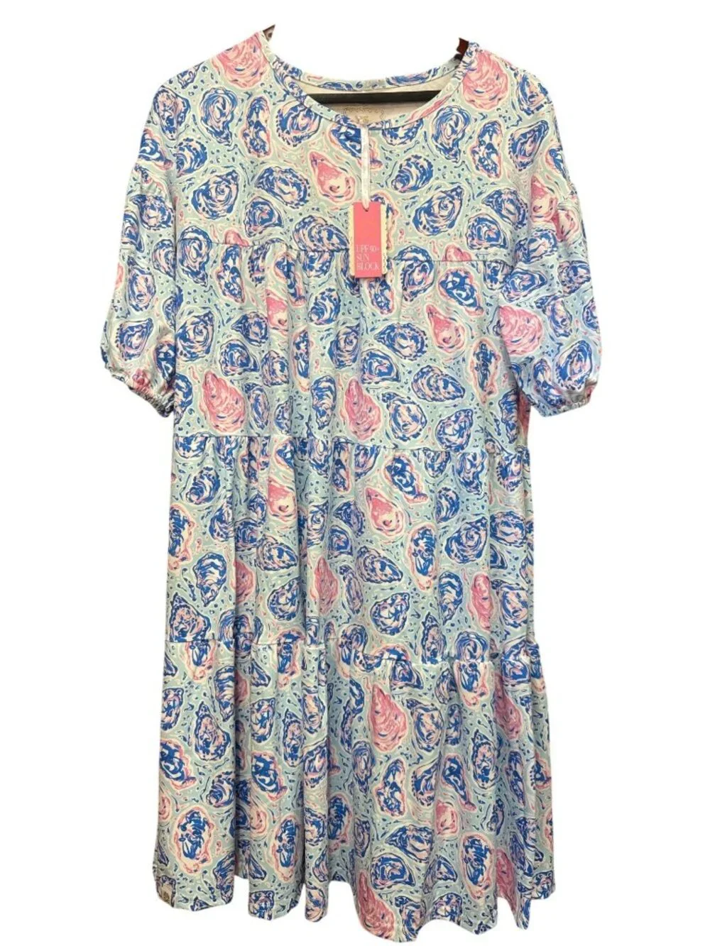 Simply Southern Tiered UPF Dress Oyster Print Large NWT - Picture 1 of 6